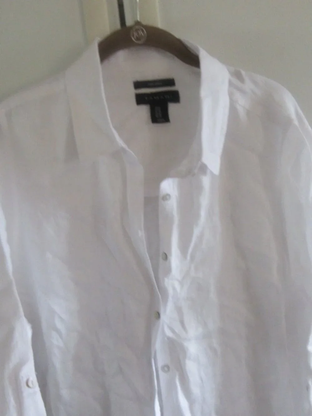 Tahari White 100% Linen Tunic Blouse Roll tab Sleeves 1x - Picture 4 of 4